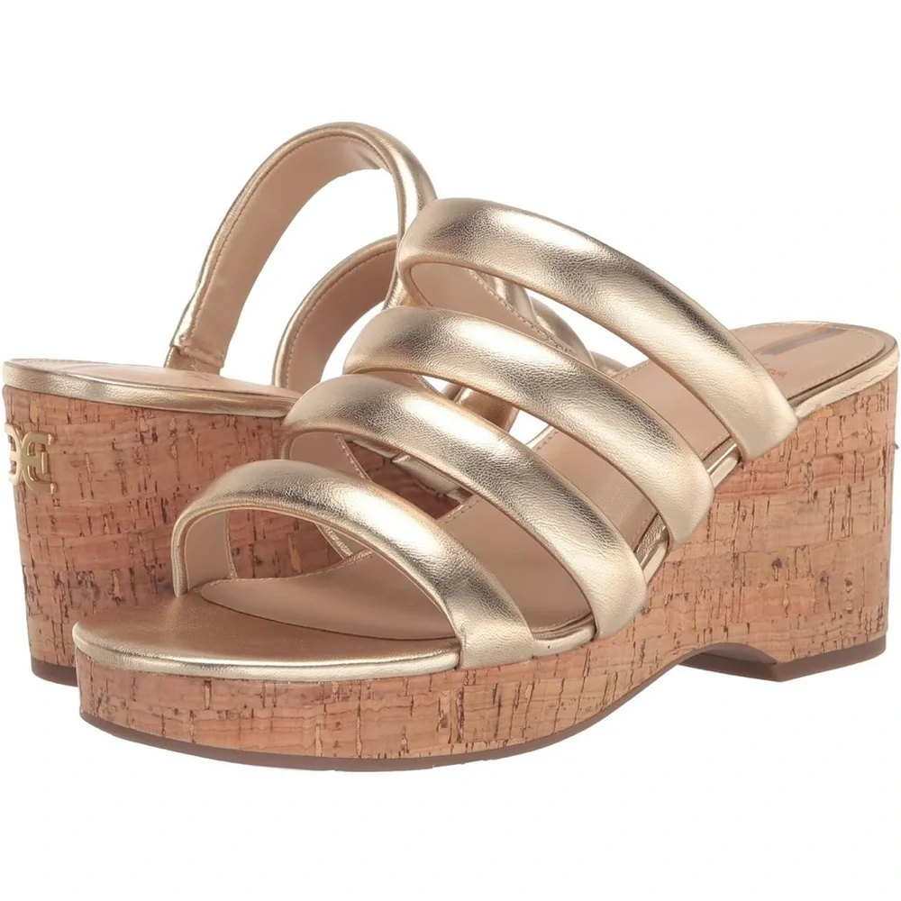 Sam Edelman Yuki EM Platform Sandals – Gold Metallic – Size 6 M – BNIB‎